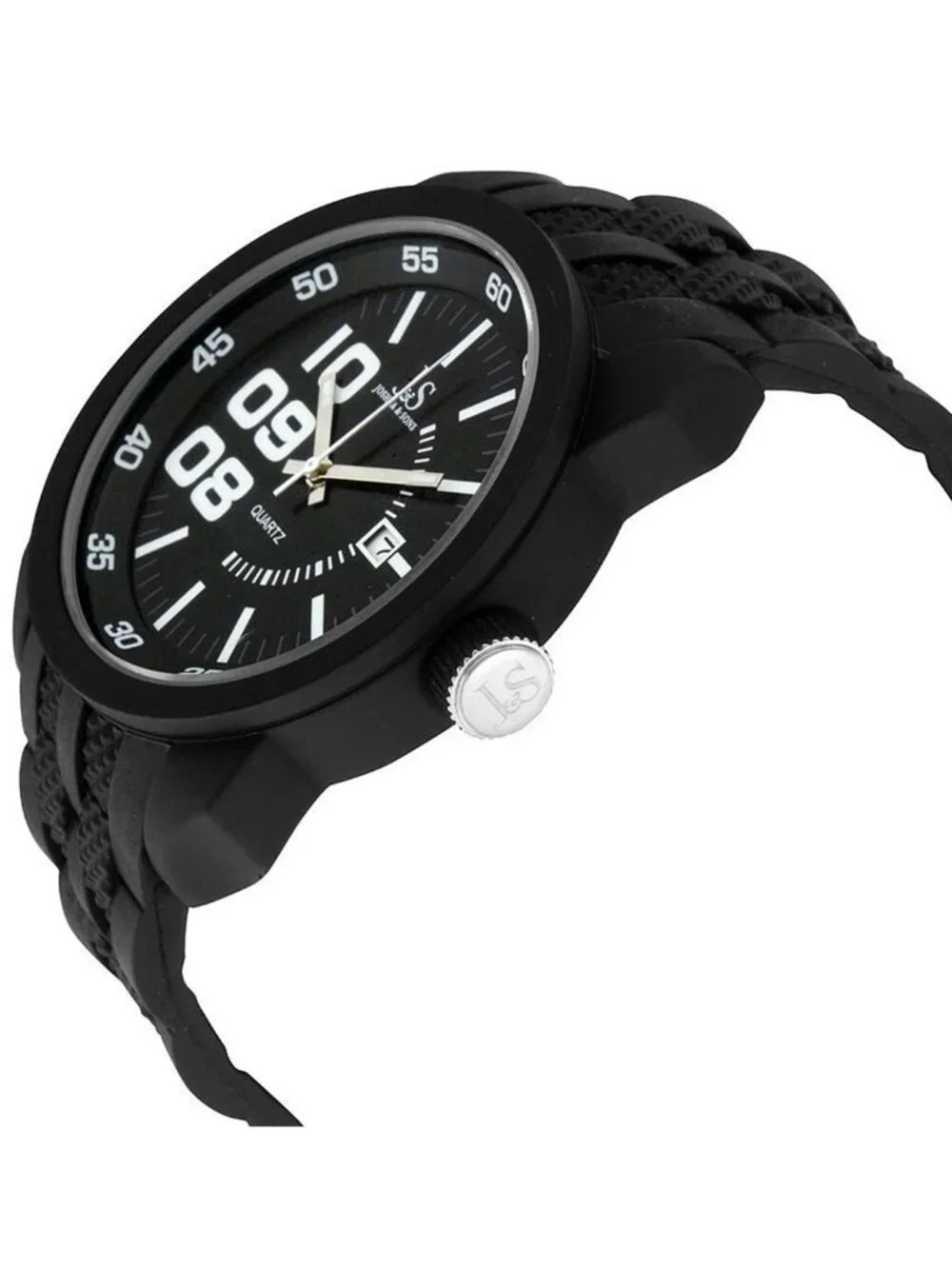 NWT Joshua And Sons Joshua & Sons Black Dial Black Silicone Men's Watch